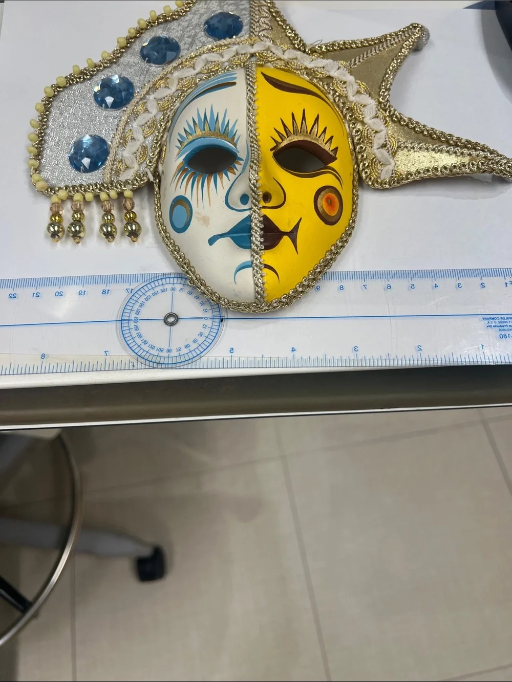 Sun & Moon Two-Tone Decorative Wall Mask - Yellow and White